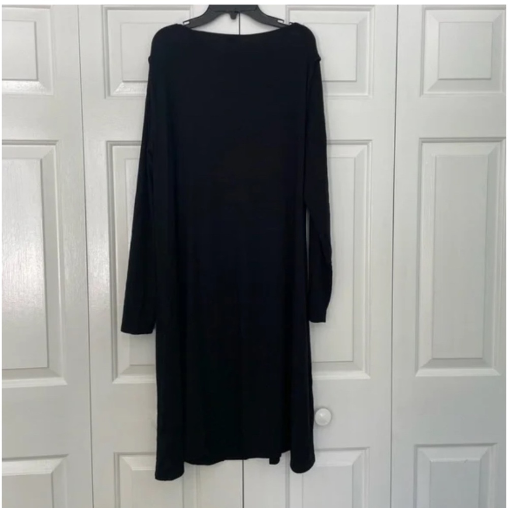 Eileen Fisher black dress with square neckline size L - Picture 2 of 5